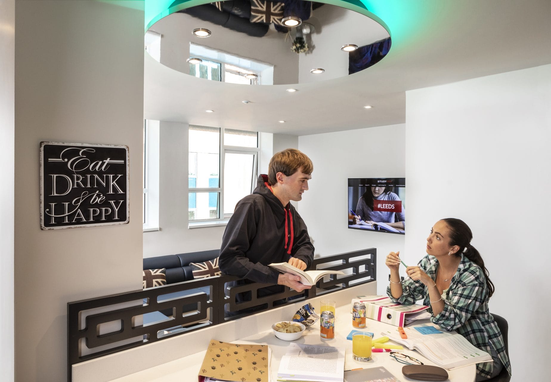 Students in shared kitchen