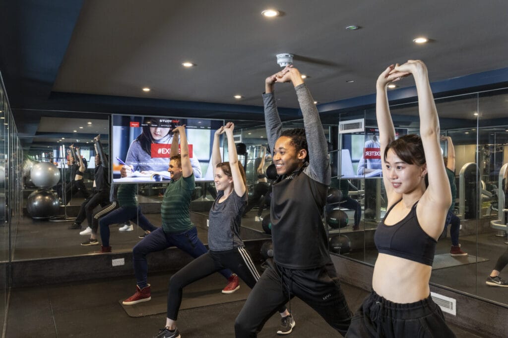 Students enjoying yoga at one of the Study Inn's yoga studios.
