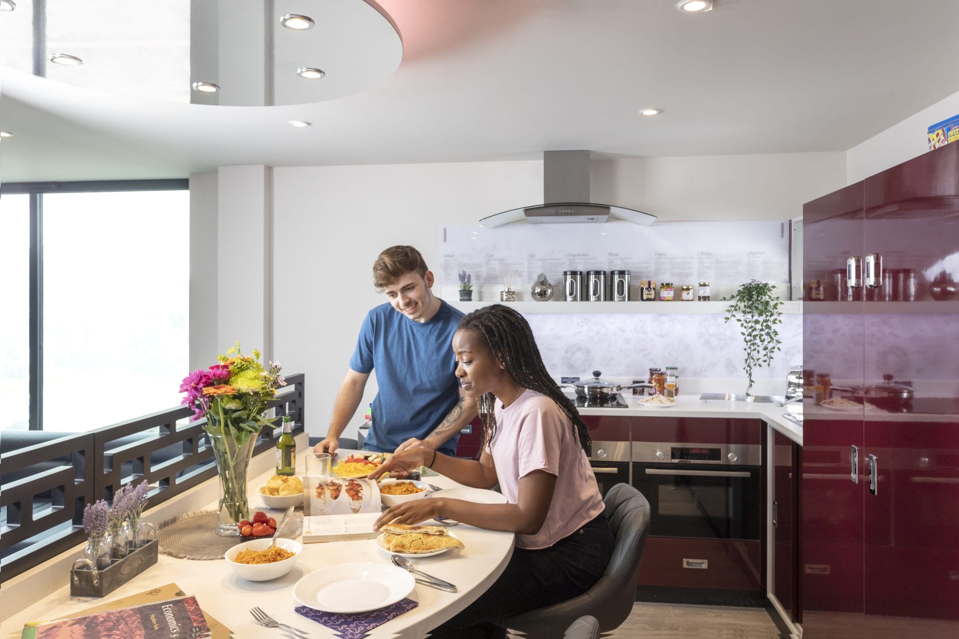 Students in shared kitchen