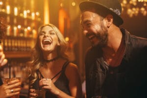 Students having fun on a night out in Leicester