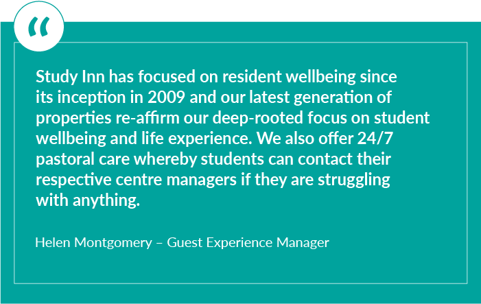 Comments from Study Inn Guest Experience Manager on the company's mental health initiatives.
