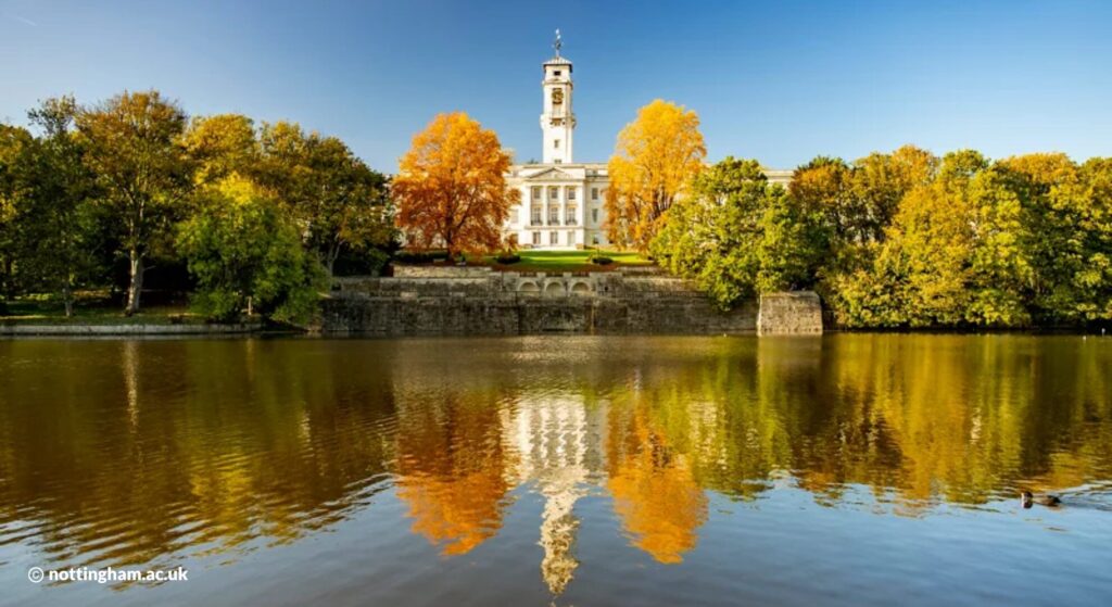 University of Nottingham shot from across the river on an autumnal day